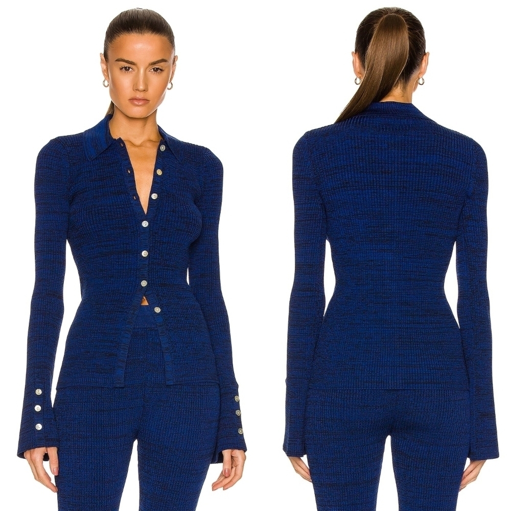 Le Ore Rimini Collared Cardigan Blue - Picture 2 of 7